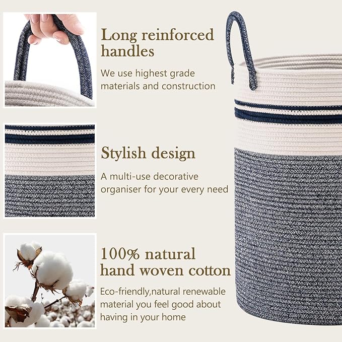 Woven Rope Laundry Hamper Basket by YOUDENOVA, 58L Tall Luandry Basket - Image 5