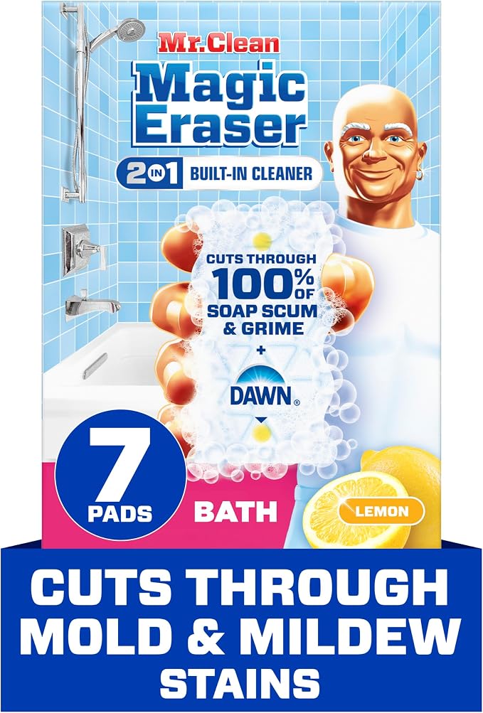 Mr. Clean Magic Eraser Sponge, Bathroom Cleaner, Soap Scum Shower & Tub Cleaner by MrClean