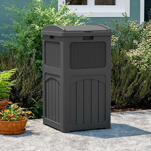 Patiowell 36 Gallon Outdoor Trash Can, Resin Outdoor Garbage Can - Image 2