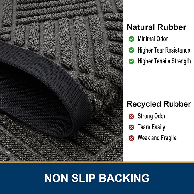 Smiry Front Door Mat Outside Entrance, Heavy Duty Outdoor Indoor Natural Rubber - Image 5