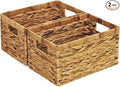 Rectangular Storage Basket 2PCS Water Hyacinth Baskets, Hand-Woven Baskets by HTAIYO6