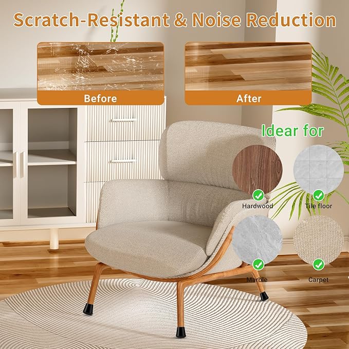 24 PCS Silicone Chair Leg Floor Protectors Small Rubber Felt Furniture Pads - Image 3
