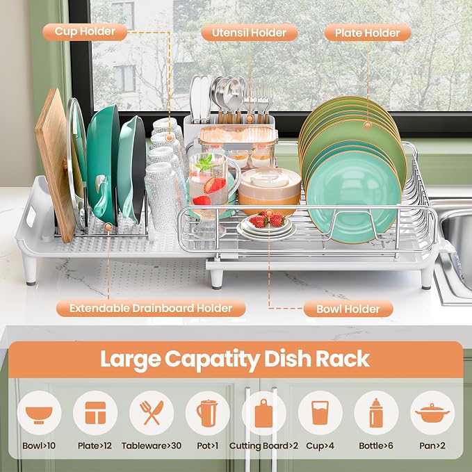 Expandable Dish Drying Rack, Foldable Dish Rack - Image 4