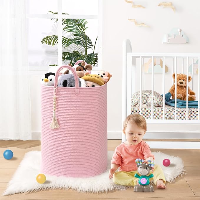 Woven Laundry Basket for Clothes, 65L Large Rectangle Laundry Hampers, Nursery - Image 5