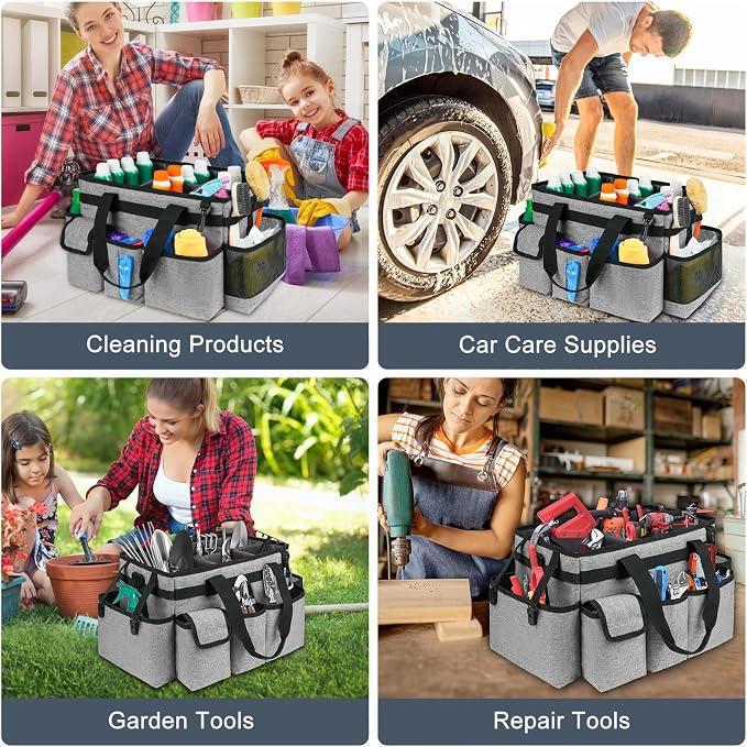 Cleaning Caddy Bag, Large Cleaning Supplies Organizer - Image 6