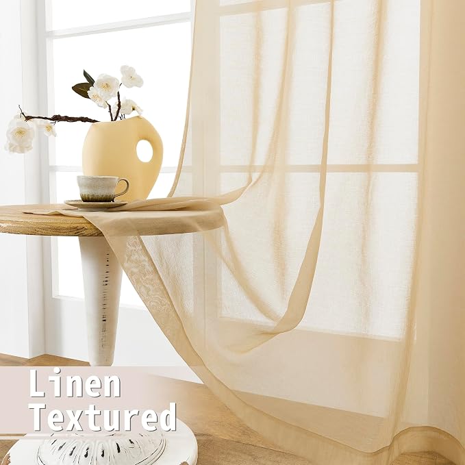 Tollpiz Short Sheer Door Curtains Closet Linen Textured Curtains Sheer Doorway - Image 4