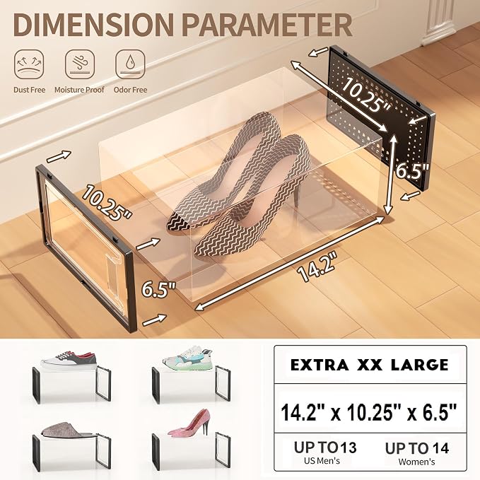 Secret Space 12 Pack XXX Large Shoe Organizer Storage Boxes - Image 6