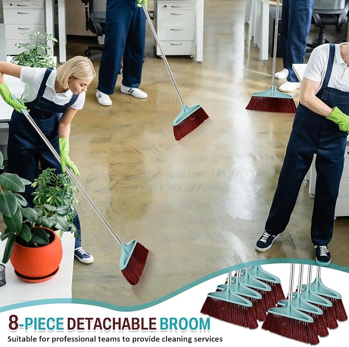 Lasnten 8 Pcs Heavy Duty Broom Commercial Set 49" Stainless Steel Detachable - Image 5