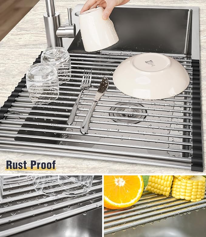Tomorotec 17.7" x 15.5" Roll Up Dish Drying Rack Over Sink Drying Rack Sink - Image 2