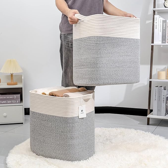 Storage Baskets for Clothes Fabric Cotton Rope Storage Basket - Image 3