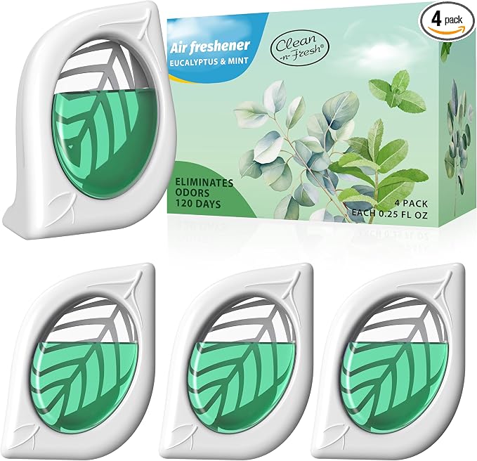 Air Freshener for Home, 4 Pack, Eucalyptus & Mint, Odor Eliminator for Small by Clean-n-Fresh