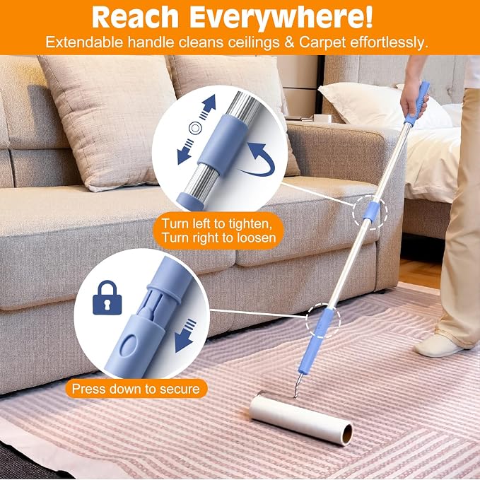 Large Lint Rollers for Pet Hair Extra Sticky, 9.45''/6.3"Pet Hair Removal Tool - Image 4
