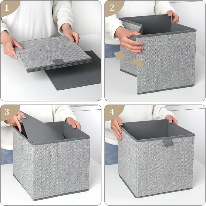 Storage Baskets, 11.8-Inch Woven Fabric Bins, Storage Cubes - Image 8