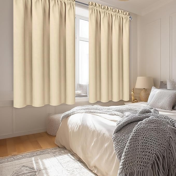 DWCN Beige Blackout Curtains for Bedroom – Rod Pocket Thermal Insulated Energy - Image 3