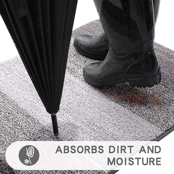 Kitinjoy Indoor Outdoor Door Mat, 40x32 Non-Slip Absorbent Dirt Trapper - Image 2