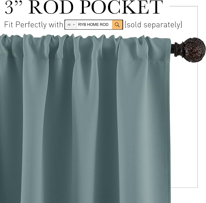 RYB HOME Small Curtains Blackout - Image 2
