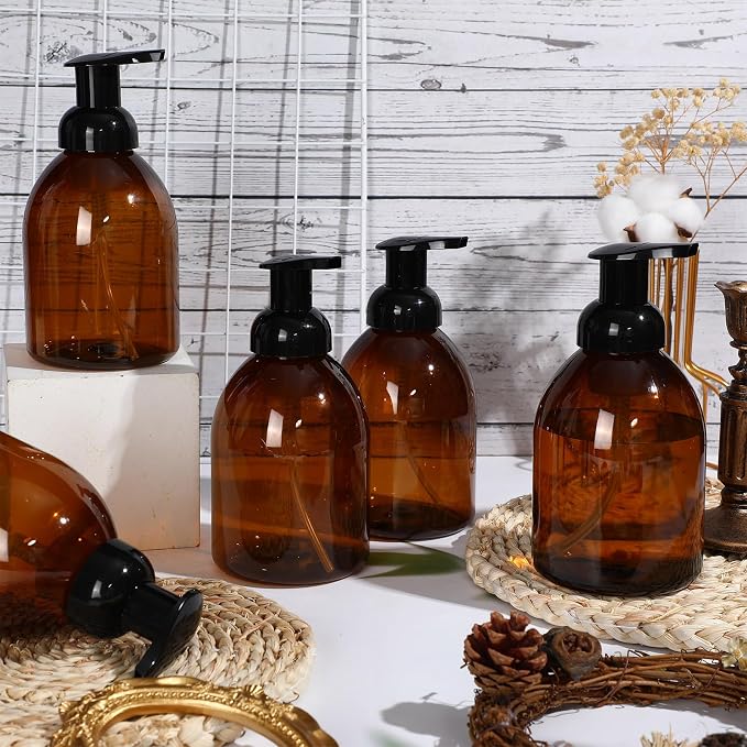 Uiifan 16 Pcs 17 oz Amber Foaming Soap Dispenser Refillable Foam Pump Bottle - Image 7