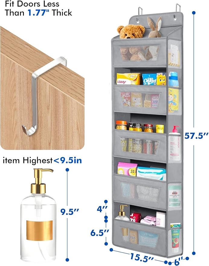 Meolsaek Over the Door Organizer, 46lbs Load and Anti-Tilt Design，5 Tier Behind - Image 2