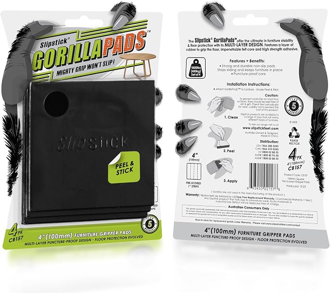 Slipstick GorillaPads Non Slip Furniture Pads/Gripper Feet Floor Protectors - Image 4