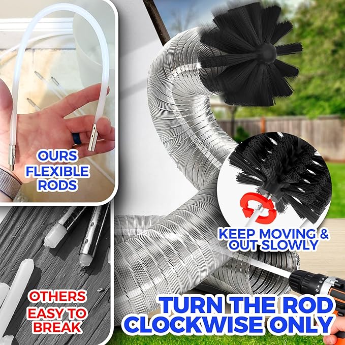 Holikme Dryer Vent Cleaner Kit Dryer Cleaning Tool Include Dryer Vent Brush - Image 2
