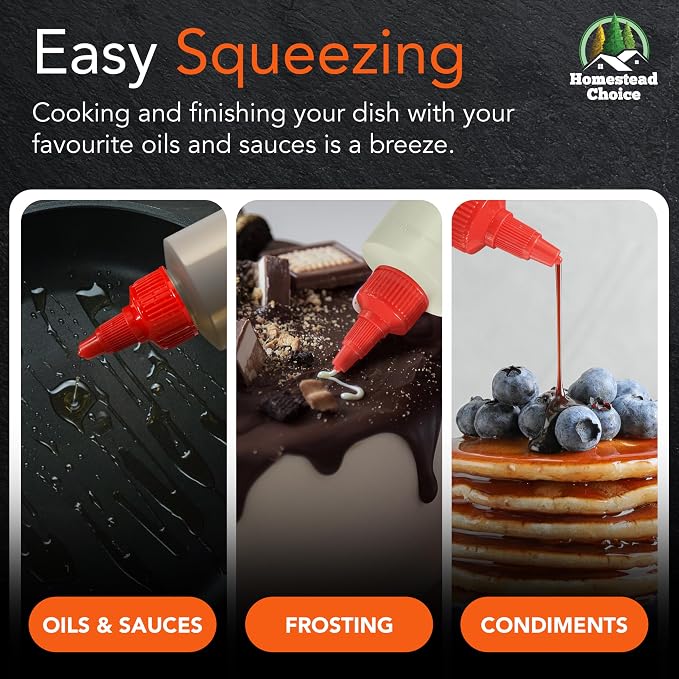 6-pack Plastic Squeeze Bottles for Sauces - 16oz Condiment Squeeze Bottles for - Image 5