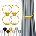 Hion Magnetic Curtain Tiebacks Golden 4 Pack, Curtain Tiebacks Buckles by Hion
