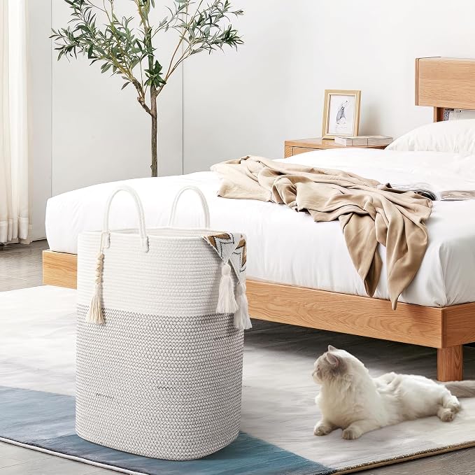 Woven Laundry Basket for Clothes, 80L Large Rectangle Laundry Hampers - Image 4