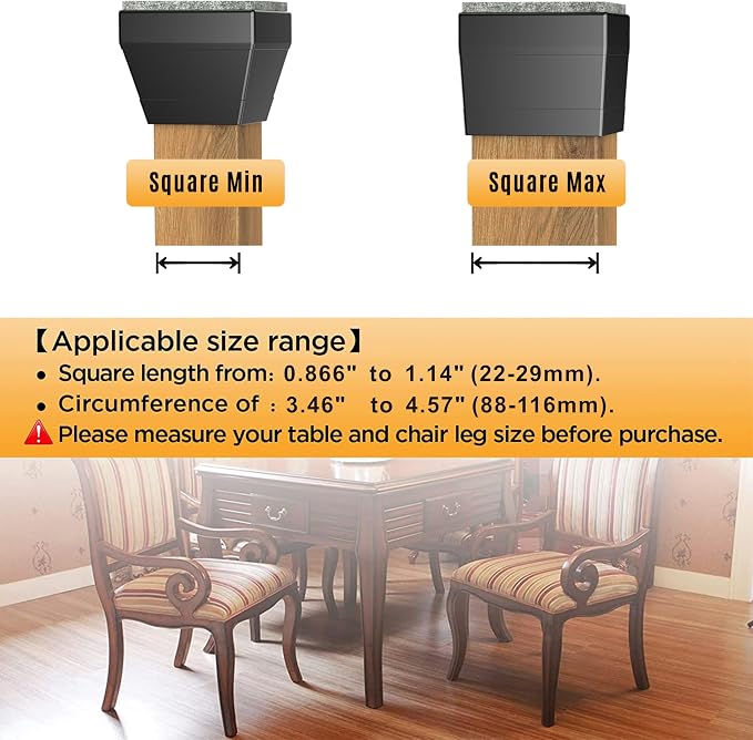 Square Chair Leg Protectors for Hardwood Floors - Image 3