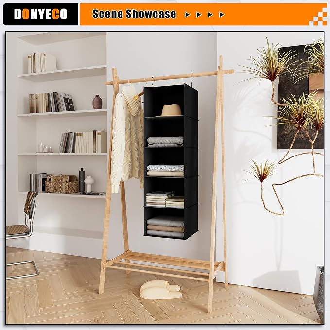 Hanging Closet Organizer and Storage 5-Shelf, Easy Mount Foldable Hanging - Image 8