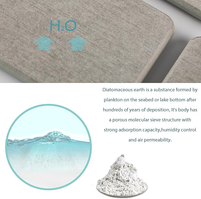 Set of 4 Water Absorbent Diatomite Coasters, Diatomaceous Earth Kitchen Soap - Image 3
