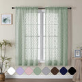 Aiyufeng Sheer Curtains 63 Inch Length 2 Panels Set, Solid Green Airy Light by Aiyufeng
