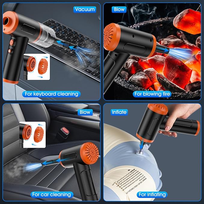 Compressed Air Duster, 100000RPM Handheld Car Vacuum/Air Blower& Pump, 3 Gear - Image 5