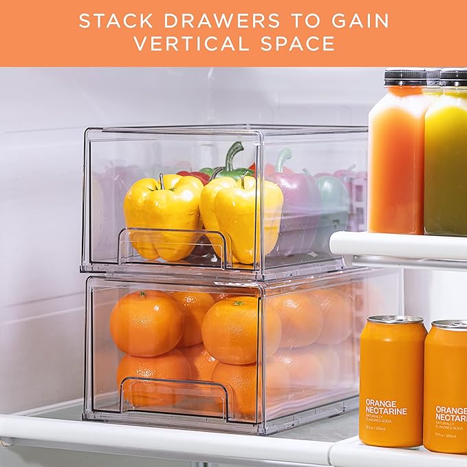 Sorbus Large Clear Storage Drawers – Stackable Pull-Out Storage Bins - Image 7