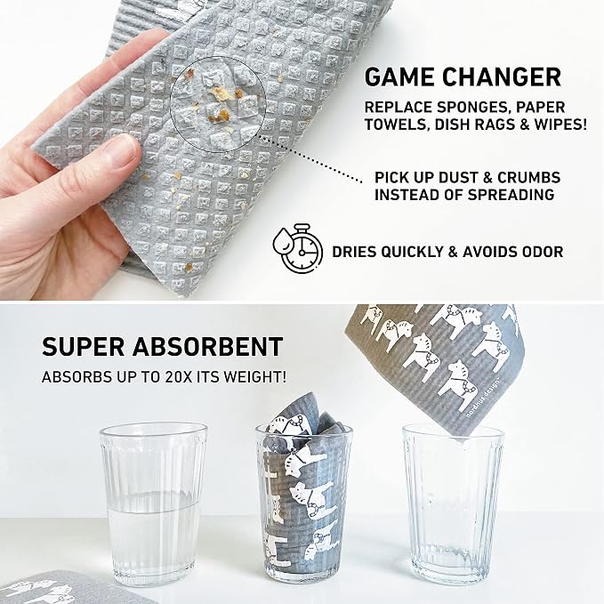 Nordhus Design Swedish Dishcloths, 10 Grey Cloths, Made in Sweden - Image 9