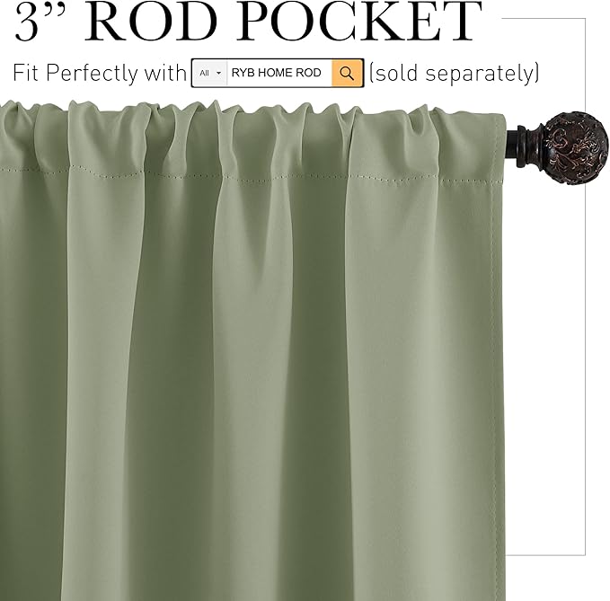 RYB HOME Small Curtains for Bathroom Window, Heavy Duty Thick Privacy Panels - Image 2