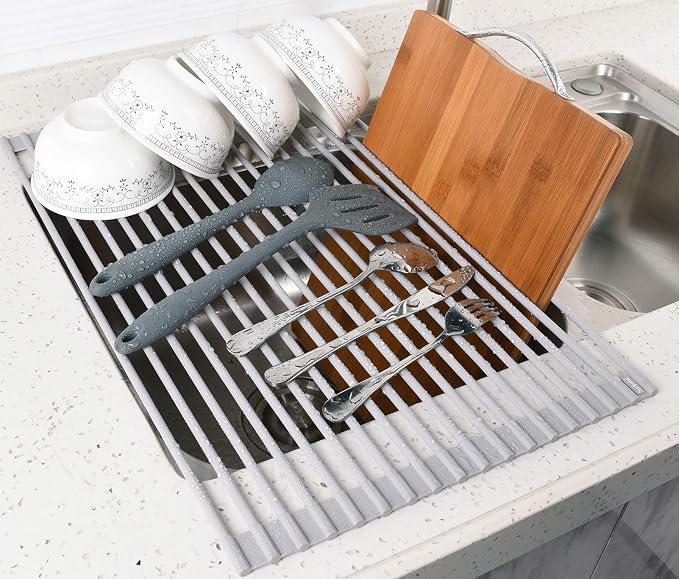 Surpahs Over Sink Foldable Multipurpose Roll-Up Dish Drying Rack, Silicone - Image 7
