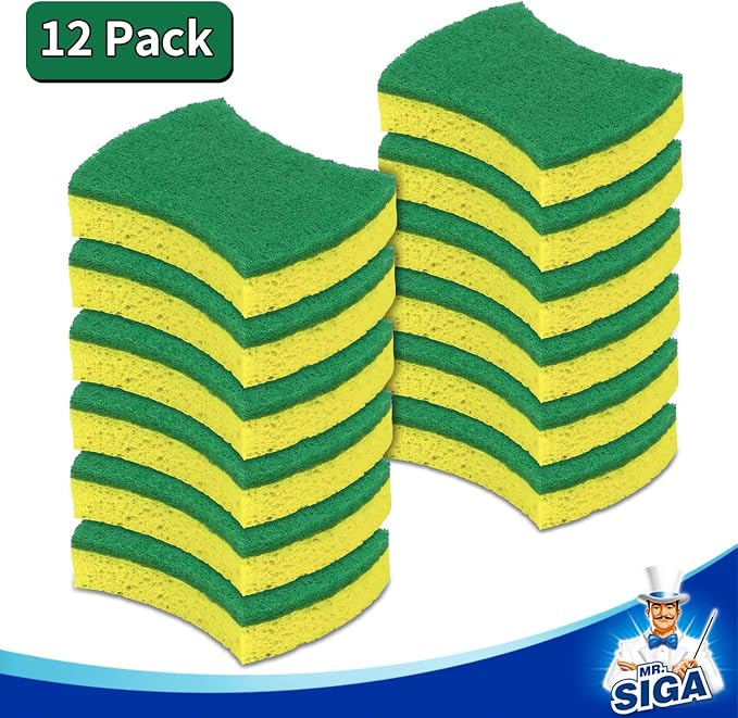 MR.SIGA Heavy Duty Cellulose Scrub Sponge, Dual-Sided Dishwashing Sponge - Image 4
