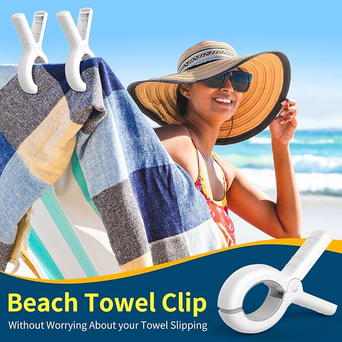 Senbowe 12 Pack Beach Towel Clips, Pool Chair Clips, Heavy Duty Plastic Clothes - Image 5