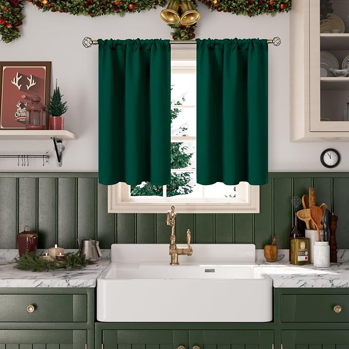 BGment Emerald Green Blackout Curtains 45 Inch Length - Image 2
