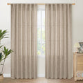YoungsTex Dark Oatmeal Linen Semi Sheer Curtains 80 Inch Length by YoungsTex