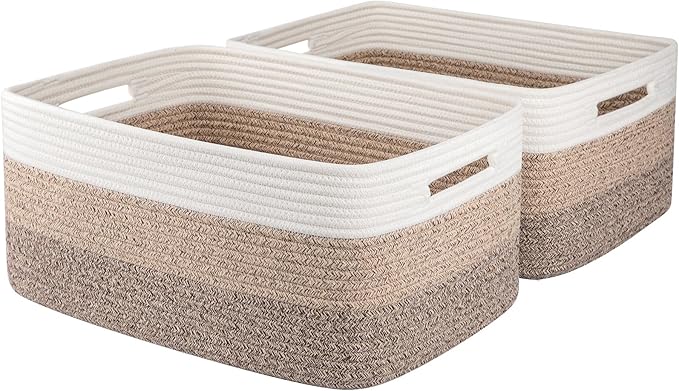 Large Storage Basket for Organizing, Woven Rope Basket for Shelves, Closet by OIASKET