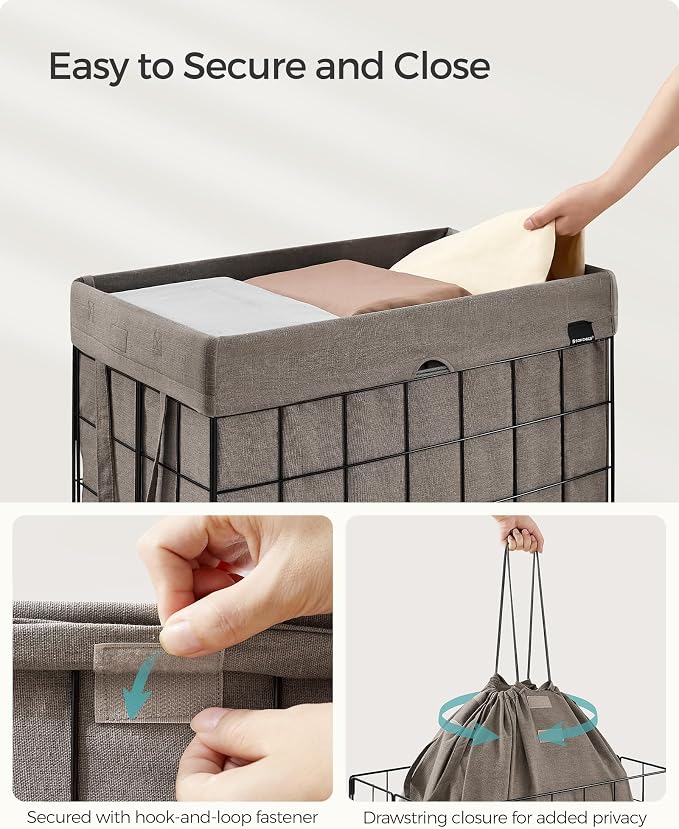 SONGMICS Laundry Hamper, 23.8 Gal. Laundry Basket, Collapsible Clothes Hamper - Image 4