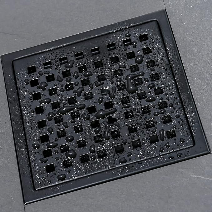 RANDOM Square Shower Drain 6 Inch Matte Black Stainless Steel Shower Floor - Image 6