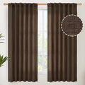 YoungsTex Brown Linen Curtains for Living Room 63 Inches Long, Chocolate Semi by YoungsTex