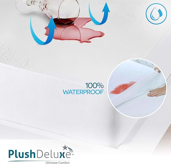PlushDeluxe Premium Viscose Mattress Protector – Cal-King Size, Waterproof - Image 3