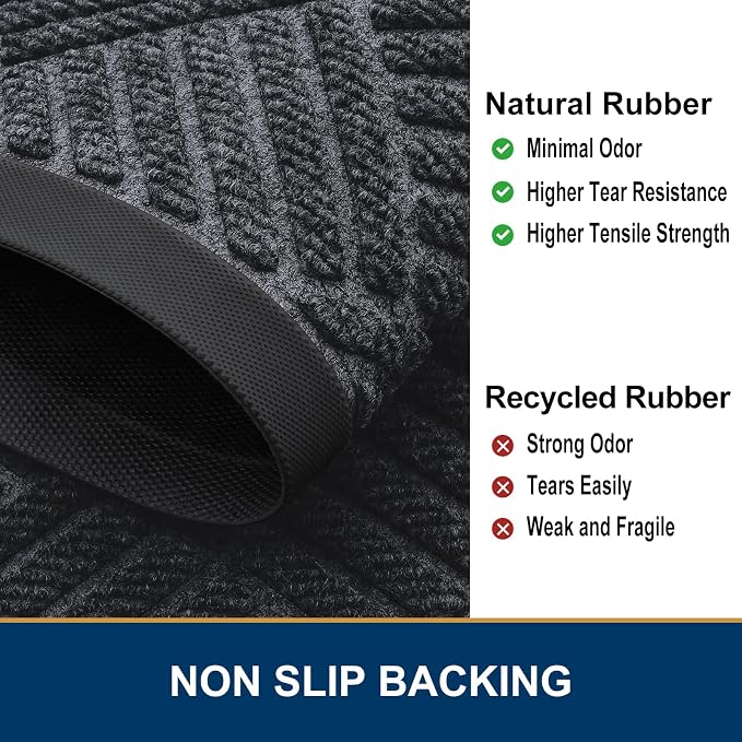 Smiry Front Door Mat Outside Entrance, Heavy Duty Outdoor Indoor Natural Rubber - Image 5