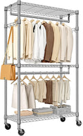 Heavy Duty Rolling Garment Rack 3 Tiers Adjustable Wire Shelving Clothes Rack by MEIGAOPLASTICANDMETALHKCOLIMITED
