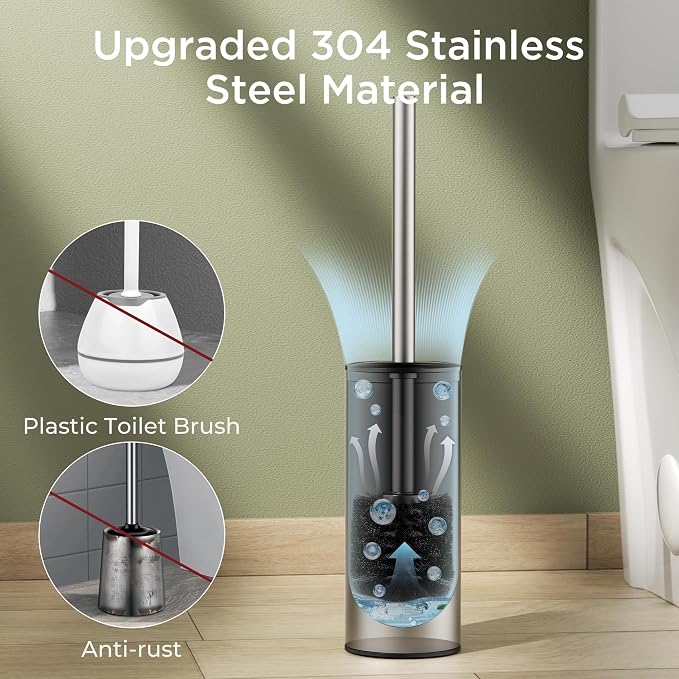 Toilet Brush and Holder Set, Toilet Bowl Brush - Image 4