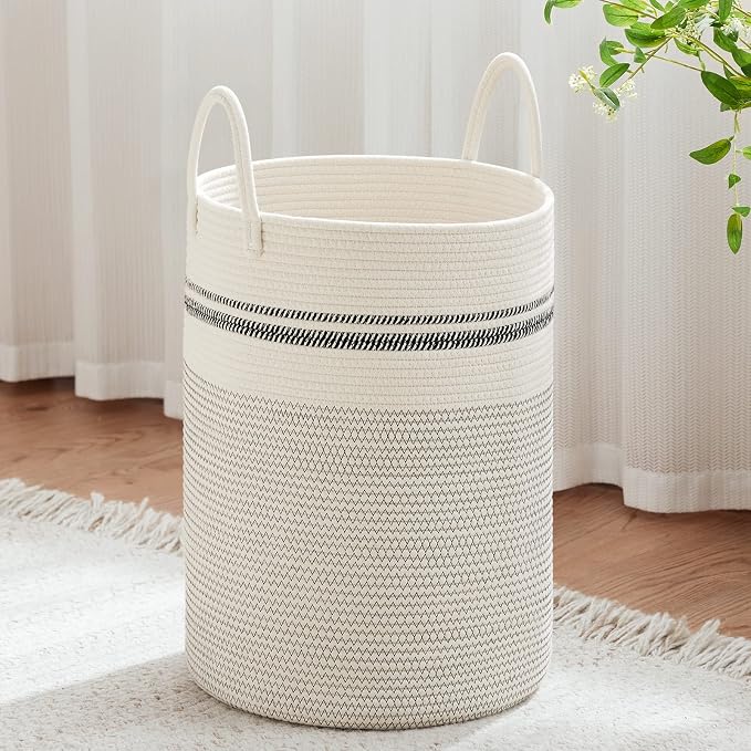 VIPOSCO Large Laundry Hamper, Tall Woven Rope Storage Basket by VIPOSCO