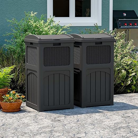 Patiowell 36 Gallon Outdoor Trash Can, Resin Outdoor Garbage Can - Image 2
